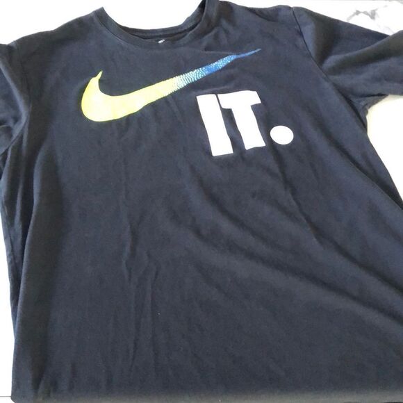 Nike Dri Fit Athletic Cut Cotton/Poly Swoosh Tee Shirt Large - Picture 1 of 9